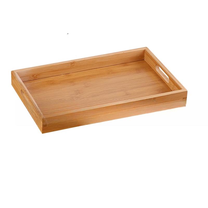 ZISIZ Rectangular Bamboo Wood Tea Tray