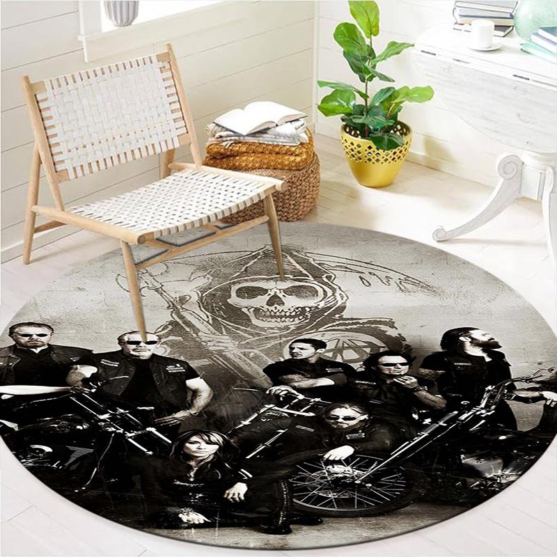 Charles Matthew,Sons of Anarchy Round Area Rug,Carpet Rug for Living Room Bedroom Sofa Playroom Decor,Non-slip Floor Mat