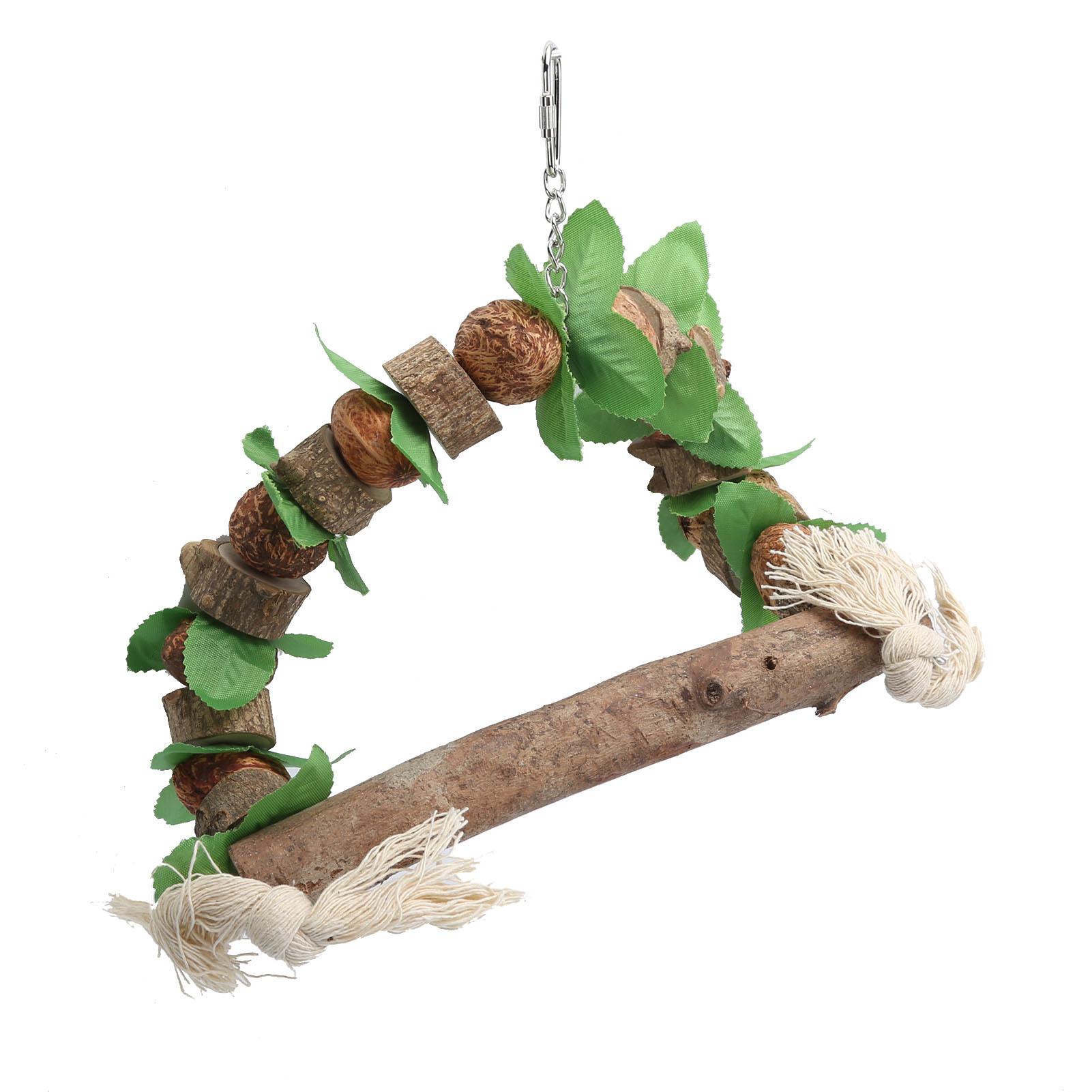 Bird Swing Wooden Parrots Chewing Biting Climbing Hanging Toys Pet Cage Accessory