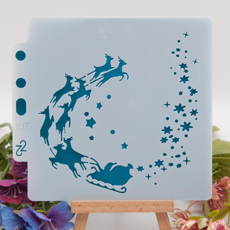 Exquisite Christmas Spraying Drawing Template Portable Washable 3-ring Loose-leaf Stencils Reusable Anti-break for Kids