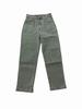 Green Button-Row Mid-Waist Straight-Leg Jeans with Slant Pockets for All Seasons
