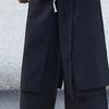 Men's Loose Fit Pants Hip-Hop Wide Leg Pants with Pockets Casual Black Layered Pants for Everyday Wear Street