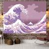 Japanese Themed Wall Decors Tapestry With Classical Ocean Waves Pattern Soft Textured For Bedroom Living Room Styling