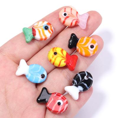 2pcs 13X20mm Lampwork Fish Beads Cute Animal Glass Loose Spacer Beads For Jewelry Making DIY Bracelets Necklace Accessories