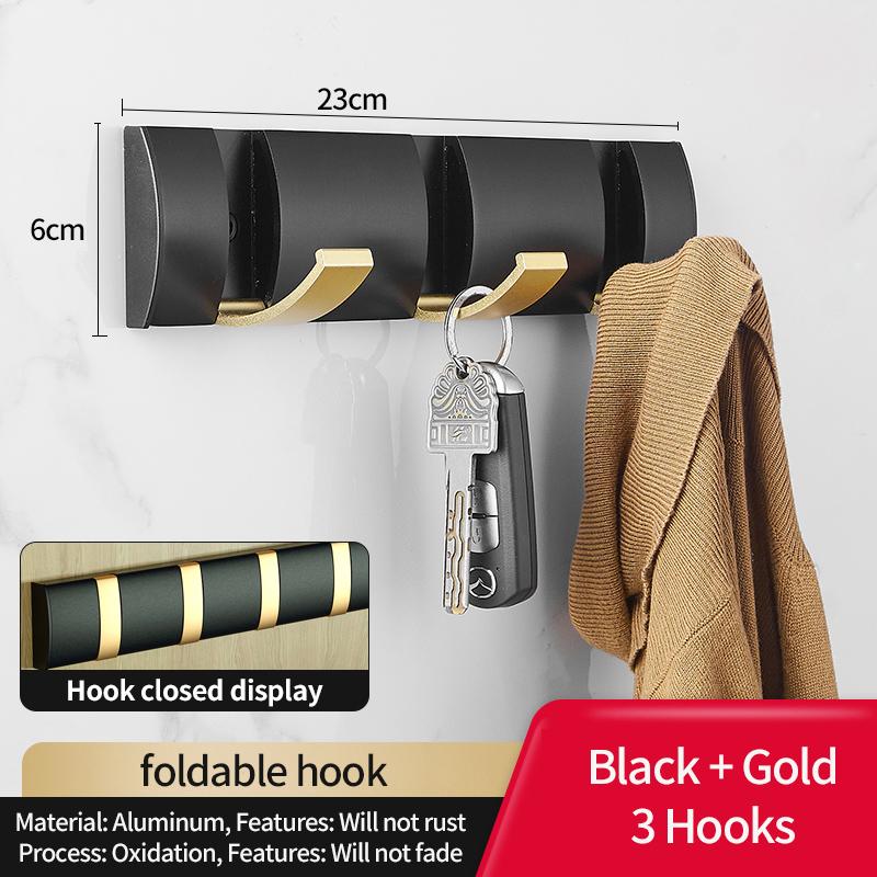 YUNJIEYA Folding Door Hooks Towel Hanger Nail Free Punch Wall Rack  Hook Coat Clothes Holder for Bathroom Kitchen Accessories