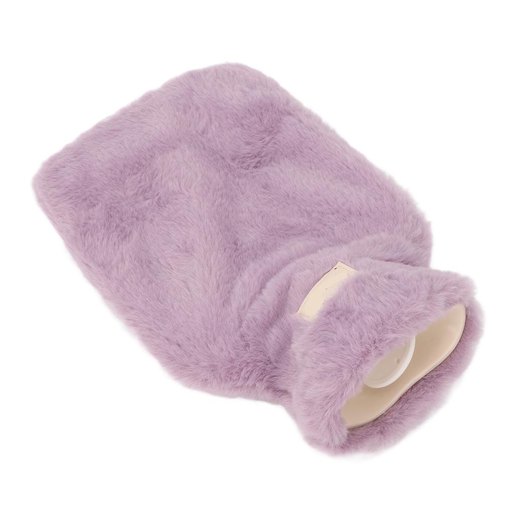 PVC Hot Water Bag with Soft Plush Cover Leakproof Winter Warm Bed Warmer Water Bag 1000ml Purple