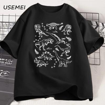 Vintage Dinosaur World Tshirt Funny Graphic Tee Men Cotton Short Sleeve T-shirt Casual Round Neck T Shirt Streetwear Tops