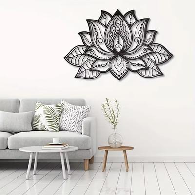 1 peça Flor de Lótus Mandala Arte de Parede de Metal – Design de Mandala Espiritual, Elegante Pendente de Parede de Metal, Acessório de Decoração de Casa Estiloso