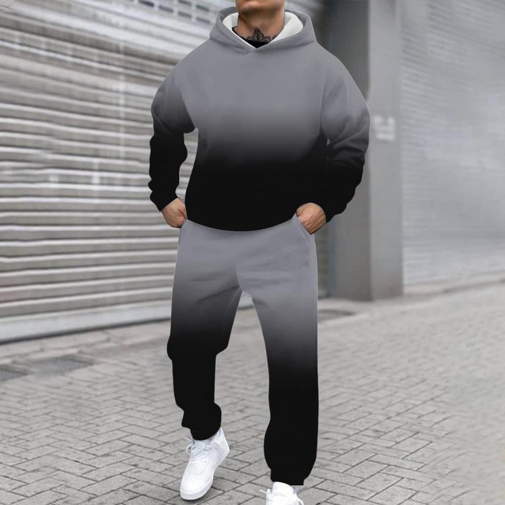 Herren Casual und personalisiert bedrucktes Langarm-Kapuzensweatshirt, Herren Sport-Sweatshirt und Sweatpants zweiteiliges Set