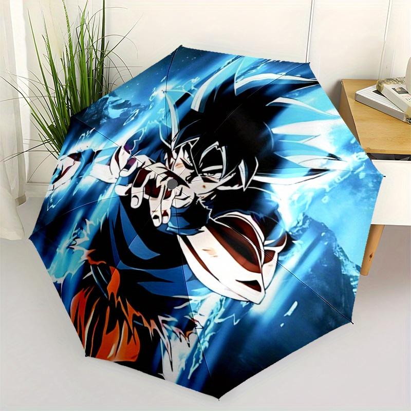 

1pc Dragon Ball Z Goku Super Saiyan Blue Artwork Automatic Folding Umbrella - Portable 3-Fold Design, 8-Rib Outdoor Umbrella, Festival Gift for F