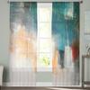 Luxury Tulle Curtains Color Painting Modern Living Room Kitchen Chiffon Curtain Youth Bedroom Sheer Floor Valance Curtain