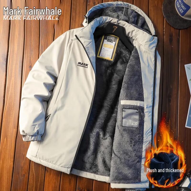 

Mark Fairwhale Men s Plus Velvet Windproof Hooded Warm Jacket 4XL