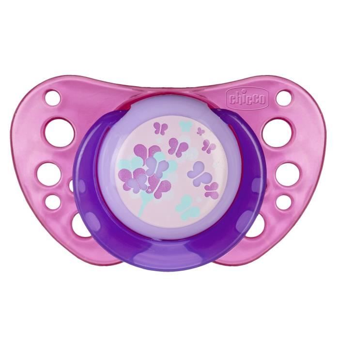 CHICCO Dudlíky Physio Air Kaučuk - Sterilizovatelná krabička - x2 - Růžové - 12m+
