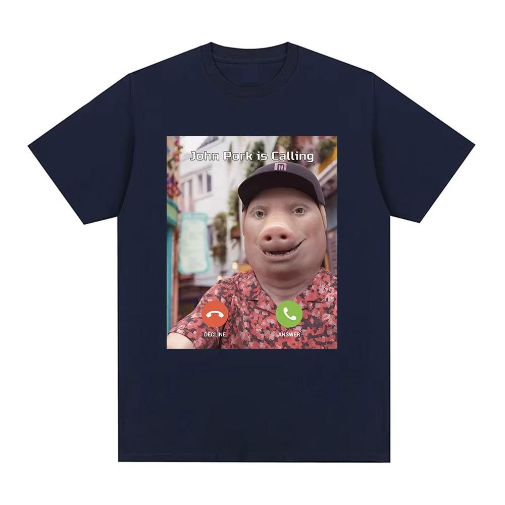 R.I.P John Pork Funny Humor Pig Meme T Shirt Men's Women Fashion Vintage Tops Cotton Oversized Short Sleeve Tee Nostalgic Casual