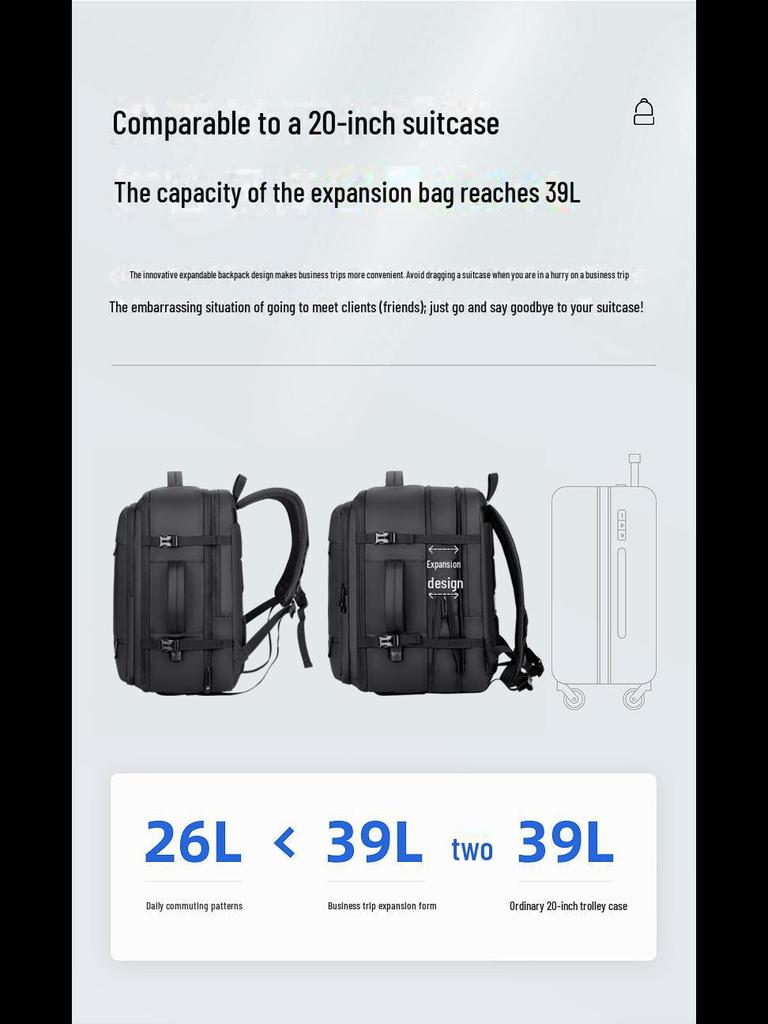 Herren Rucksack mit großem Fassungsvermögen, multifunktional, für Geschäftsreisen