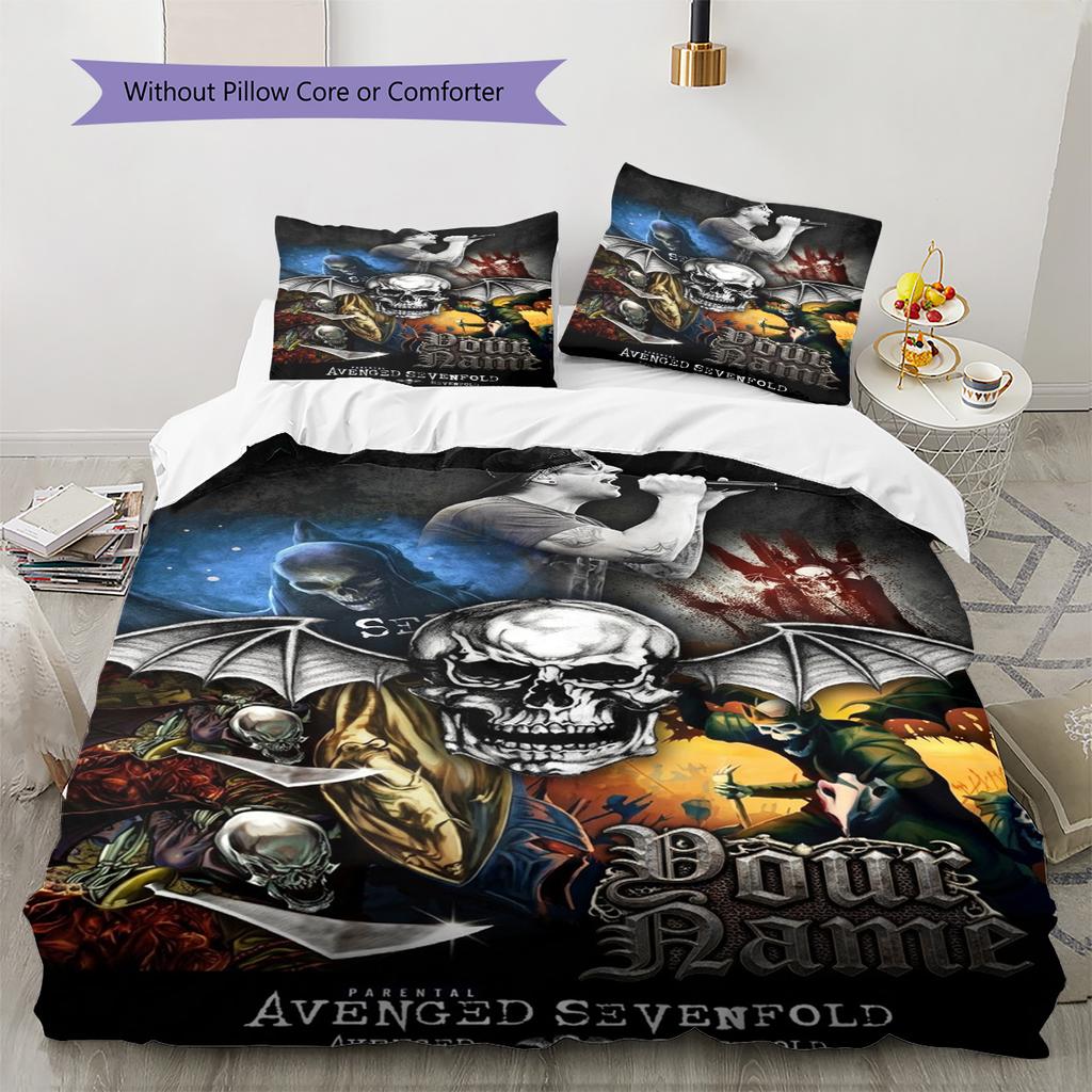 Name Custom Avenged sevenfold Pattern Bedding Set Quilt Cover Pillowcase Home Decor Gift (1 * duvet cover + 2 * pillowcase, without core)