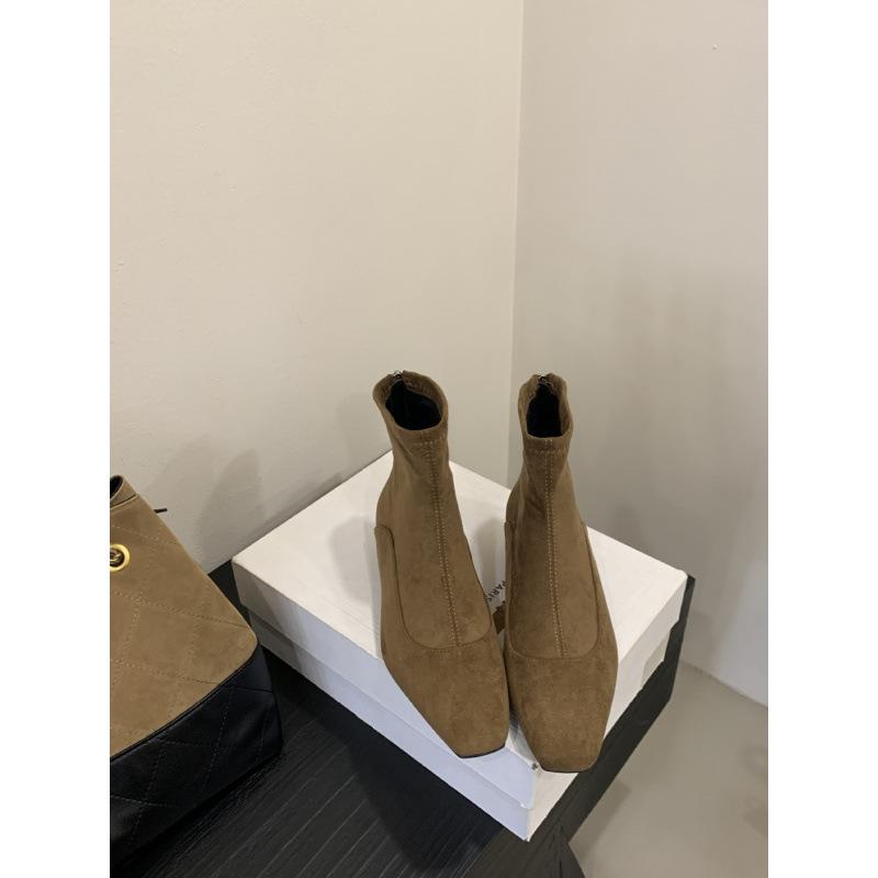 

Coarse heel French British style retro square head short boots women s boots new in autumn and winter 2025 39 верблюд