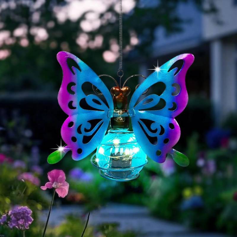 Solar Garden Light With Iron Figure And Warm Glow For Outdoor Decor