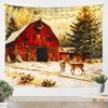 Vintage Merry Christmas Tapestry Santa Claus Tapestry Wall Hanging for Kids Boys Girls Christmas Deer Elk Wall Tapestry Xmas
