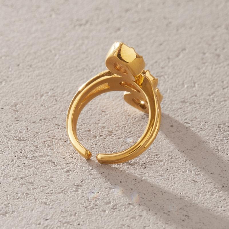 Open Wrap Zircon Ring for Women, Adjustable Stainless Steel Three Stone Statement Ring for Date Night, Daily Wear, and Everyday Outfits