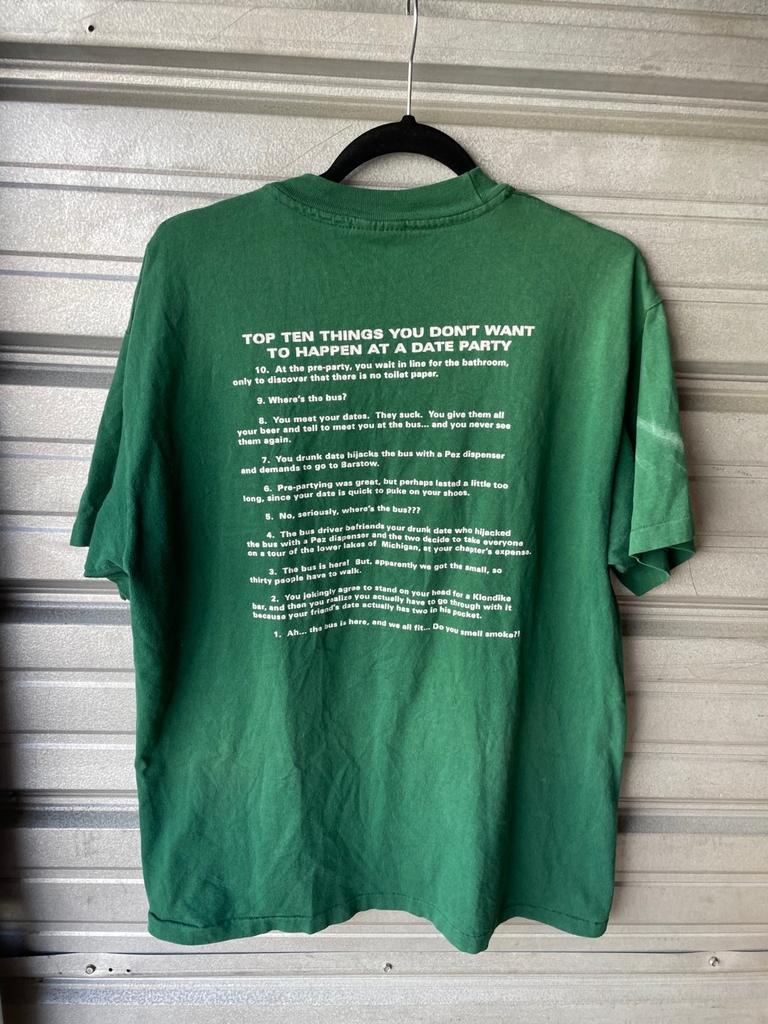 Vintage 1994 Disco Bus Inferno College Date Party Green T-Shirt Single Stitch L