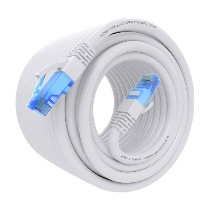Câble réseau rigide UTP Cat 6 - AISENS - 15 m - RJ45 - Multicolore - Mâle à mâle - RoHS - Ordinateur - Routeur