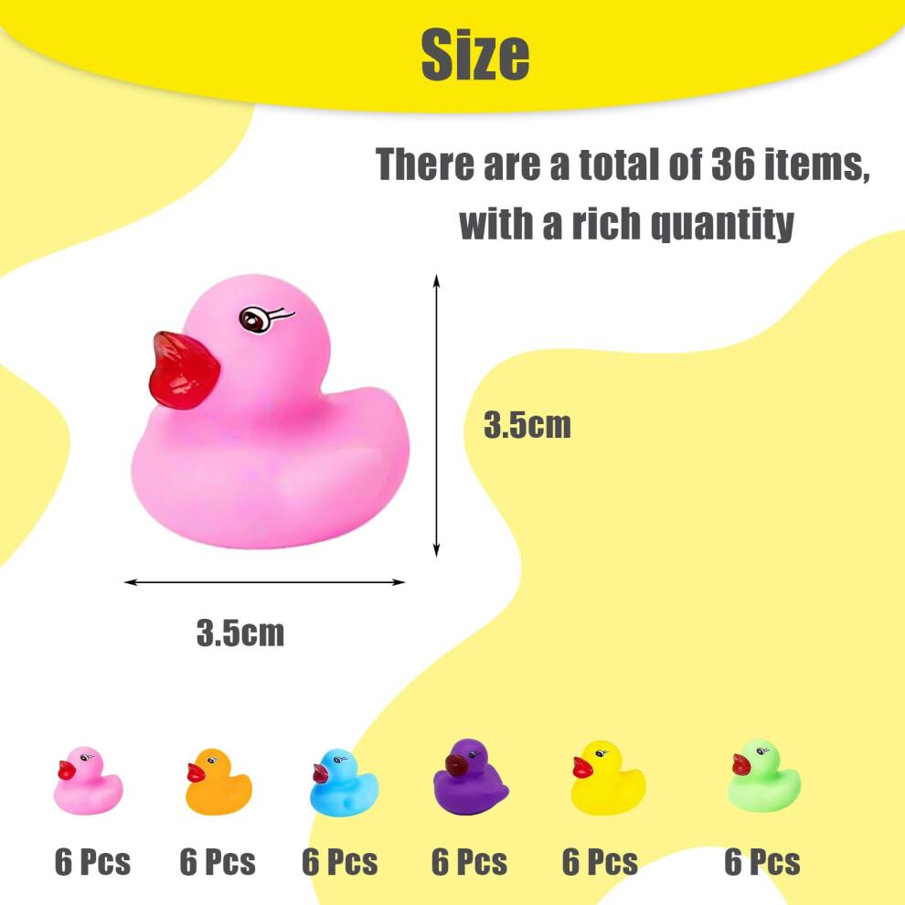 36 Pcs Mini Rubber Ducks, Rubber Ducks Multipack Yellow Orange Pink Blue Green Purple, Squeaking Floating Bath Toys for Kids, Great for Bath Time Par