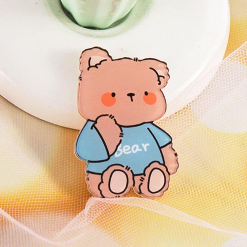 

Lovely Little Bear Brooch Korean Bears Compact Emblem Decorative Acrylic Brooches Bag Light Pendant Cute Clothing Parts Gifts