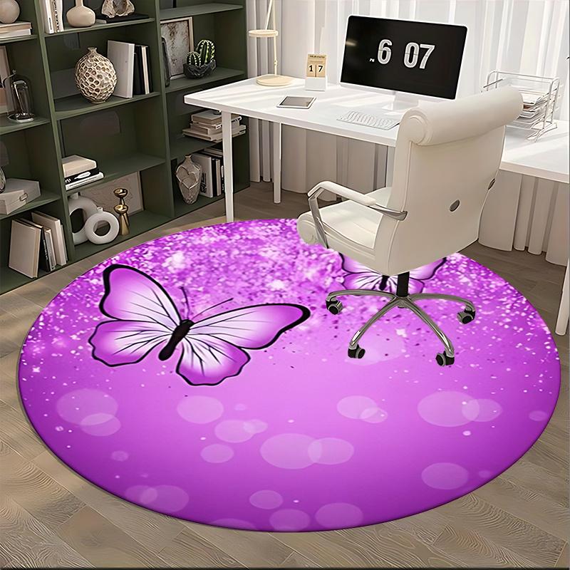 Purple Butterfly Office Carpet Chair Mats, Home Decor, Sofa Rug, Office Carpet Gift for Bedroom, Living Room, Various Rooms1118066a
