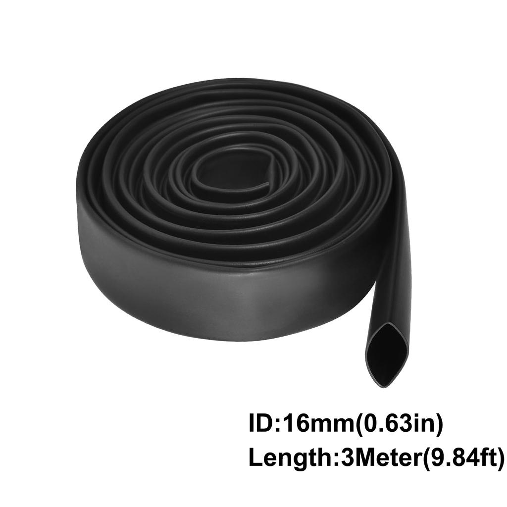 3/10M Black Heat Shrink Wrap Tubing 2:1 1-18mm, Polyolefin Insulation Sleeving for Cable Wire Repair, Splice Protection