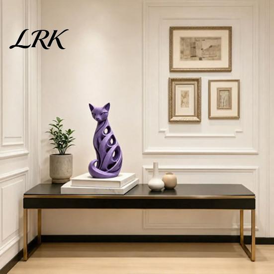 Abstrakte Katzenfigur für Regale 3D-gedruckte Spiralfigur, Hohlskulptur, Modernes Handwerk Geschenk Kollegen Schreibtischregal, Minimalistische Kunst Home Office