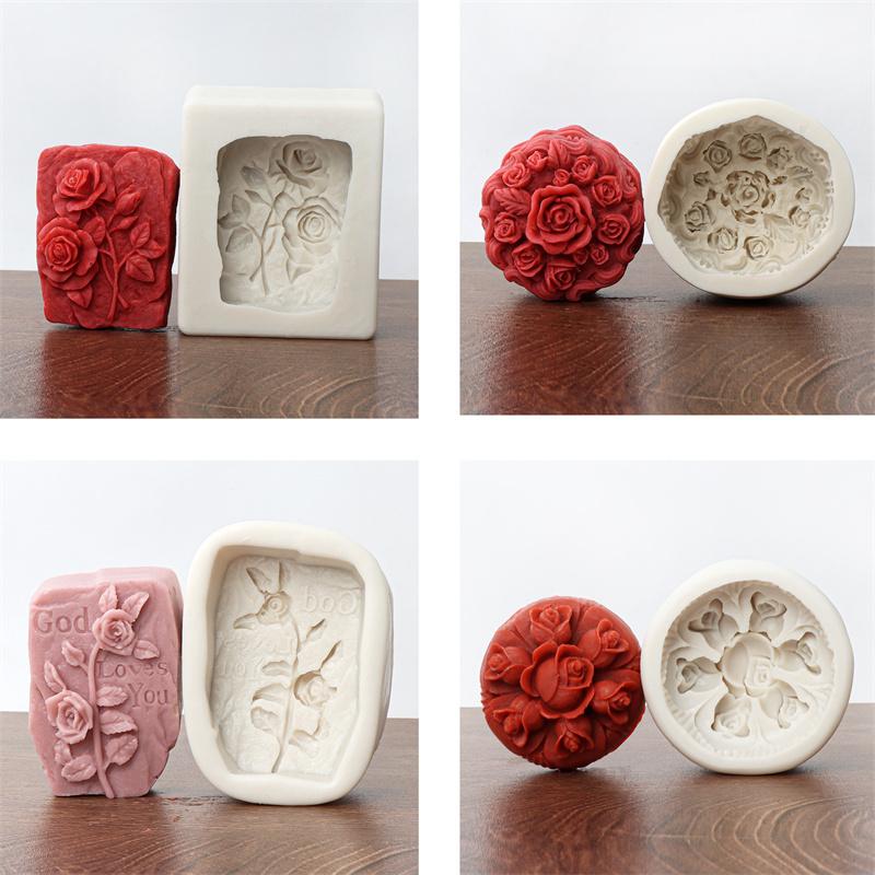 3D Peony Rose Silicone Soap Mold DIY Handmade Creative Flower Aromatherapy Plaster Resin Soap Making Supplies Kit Home Gifts