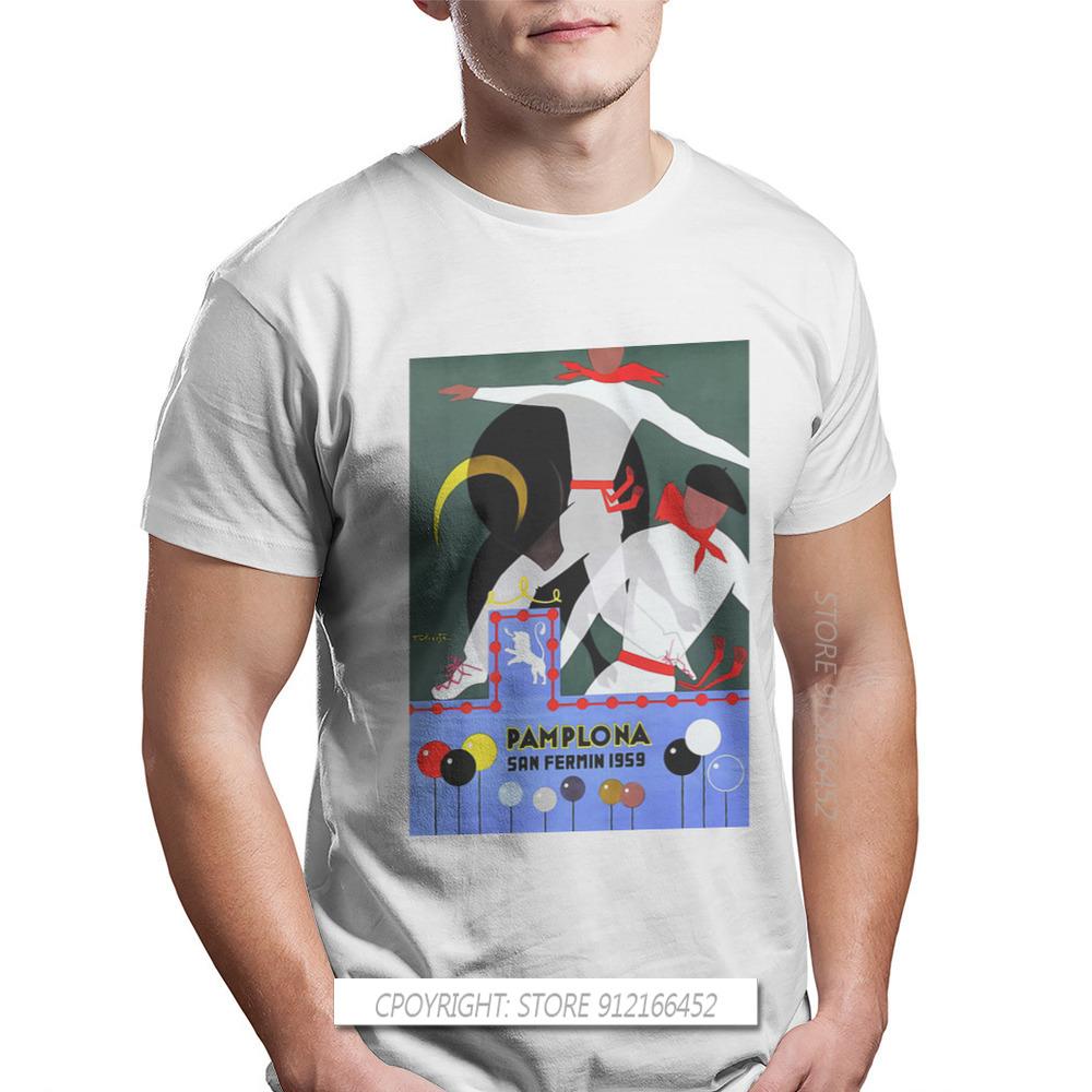 1959 Pamplona San Fermin Festival TShirts Bullfight Spanish Style Bullfighting Male Fabric Streetwear Basic T-Shirt Big Size ... S разноцветный