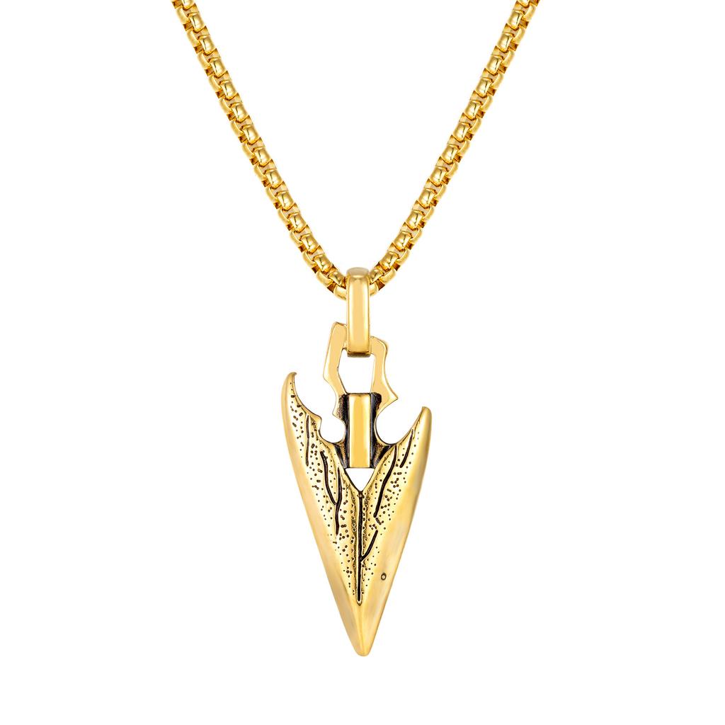 European American Stainless Steel Arrow Pendant Necklace Double Color Hip Hop Style Retro Vintage Texture Men's
