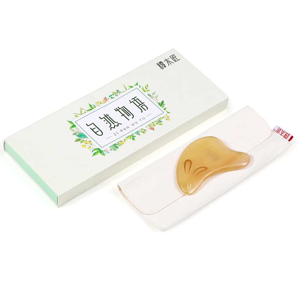 TAN MUJIANG Goat Horn Massage Moon Rabbit Design Board,