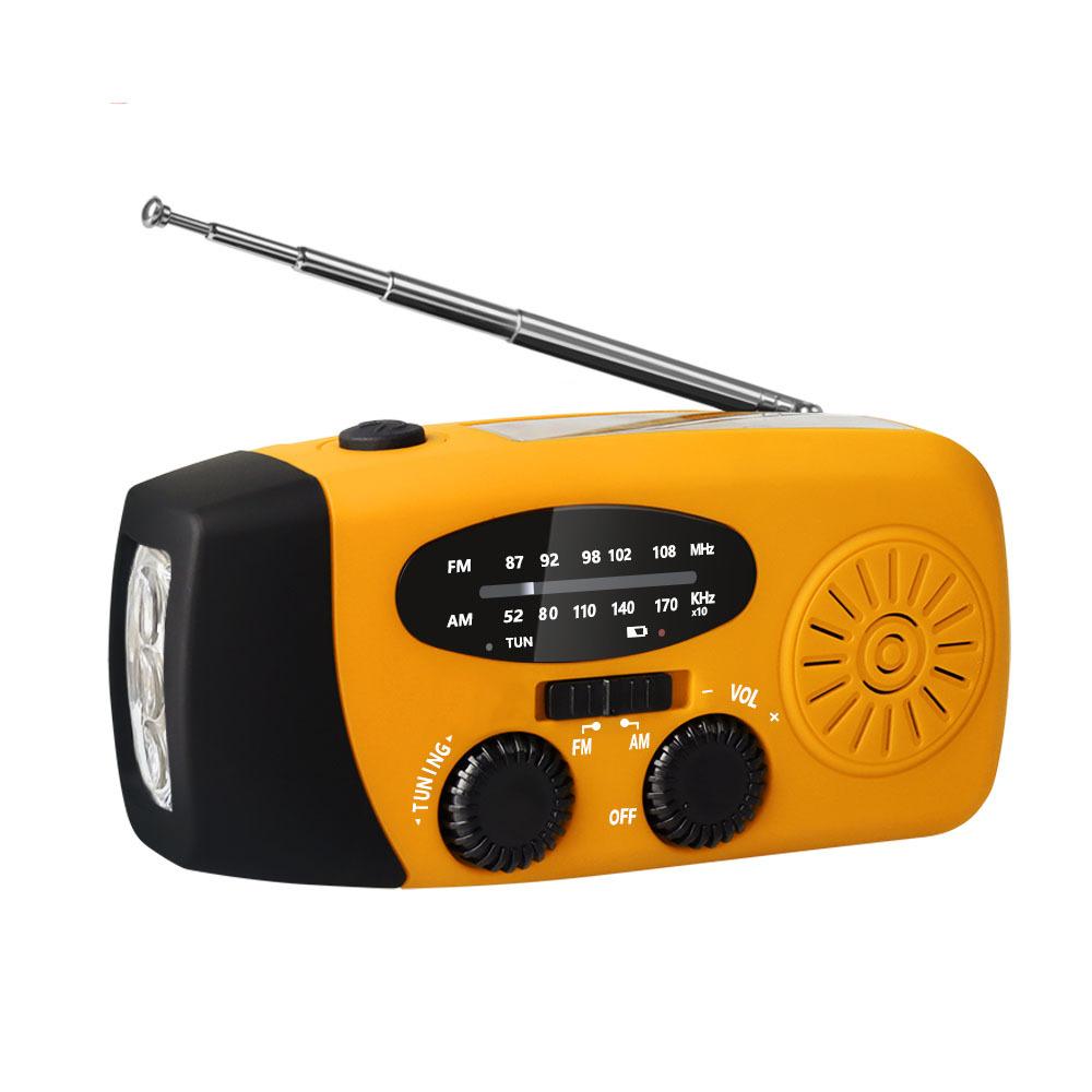 For Emergency Camping Outdoor Hand Crank NOAA Weather Radio AM/FM 2000mAh Power Bank LED Flashlight Solar USB Charged Waterproof