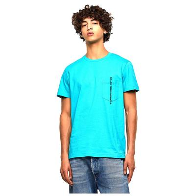 Diesel Men's Pocket T-Shirt with Copyright Logo, Short Sleeve, Crew Neck, Embroidery, Light Green, Size L (00SASJ0AAXJ)