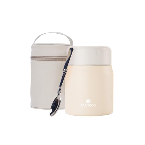 SANTECO Vacuum Insulated Soup Jar, 500ml, Wide Mouth, Insulated Lunch Jar, Spoon, and Dedicated Bag Included, Stylish for Picnics, Clubs, and School (