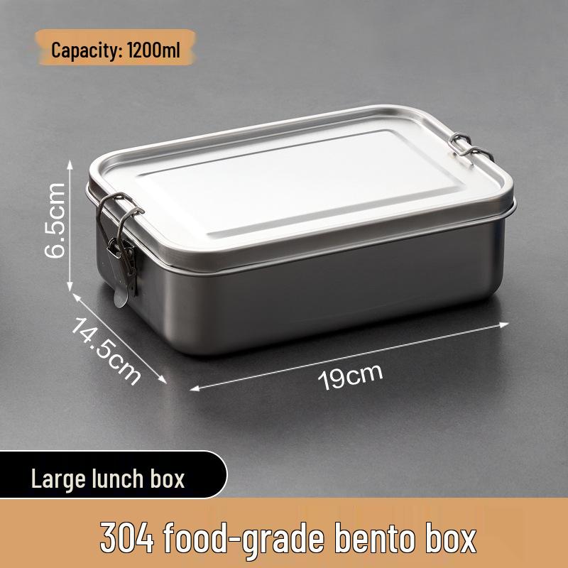 304 Stainless Steel Bento Lunch Box with Lid - Food Grade for Students and Office Workers