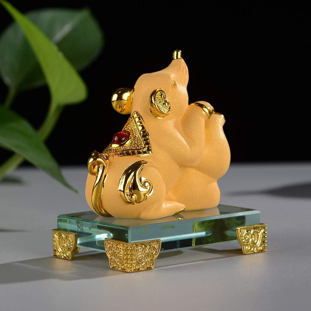 BRASSTAR Golden Resin Feng Shui Statue Mouse/Rat Home Office Table Top Decor Chinese Zodiac Figurine Gift Collection PTZY100