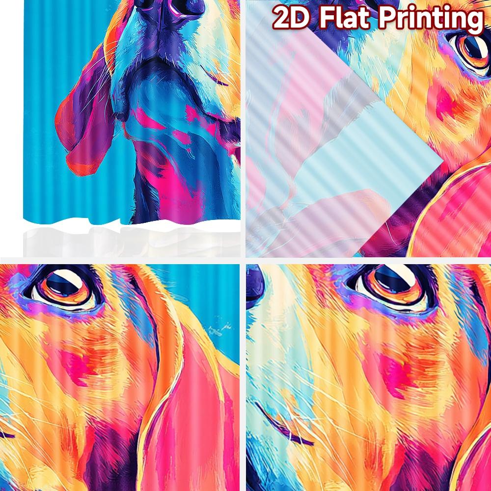 2D flat printing 2pcs Party Window Curtains Colorful Dog Portrait Digital Printed Polyester Drapes Festive Curtains Use for