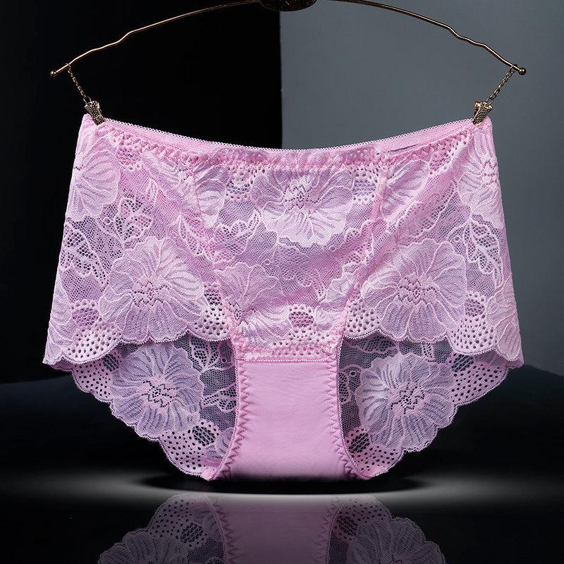 Yu Mei 319 Women's Plus Size High Waist Lace Trim Cutout Panties