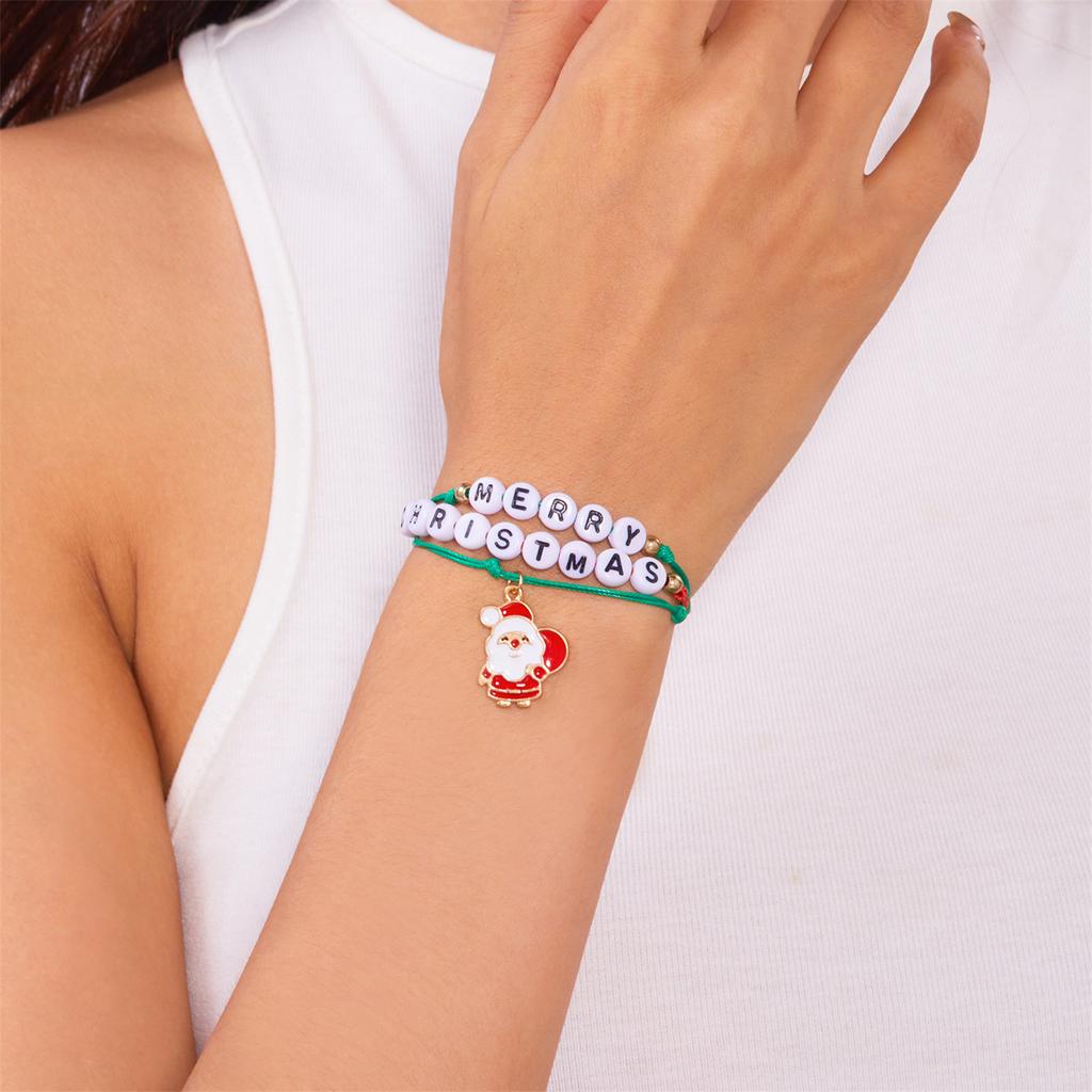 Christmas Bracelet Set Stretch Bracelets with Christmas card Heishi Surfer Bracelets  bracelets for Women xmas gifts