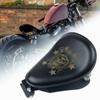 Motorcycle Retro Brown/Black Skull Leather Solo Seat+3" Spring Bracket for Harley Custom Chopper Bobber Leather Saddle Seat