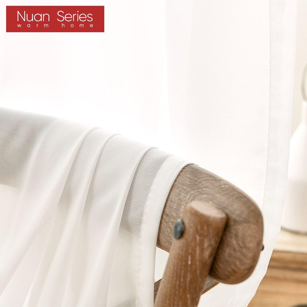 1 szt. Seria Nuan biała zasłona tiulowa styl skandynawski przezroczysta zasłona do sypialni poliestrowa tiulowa dekoracyjna zasłona okienna