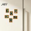 Flexible Magnetic Picture Frames for Fridge Funny Wooden Magnets Frame, Retro Cute Cat in Bathroom Soft Photo Display Set Refrigerator Locker