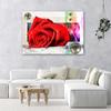 Canvas Print, Geometric Composition with Red Rose