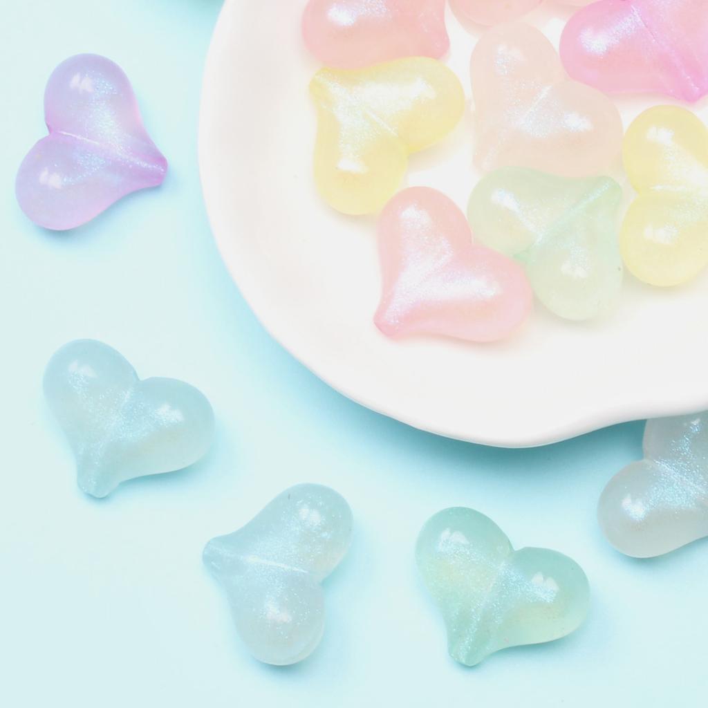 Hanmade DIY Vertical Hole Heart Beads for Jewelry Making Necklace Horizontal Hole Bowknot Beads 20Pcs Pendant Accessories Fluorescent Color Fashion