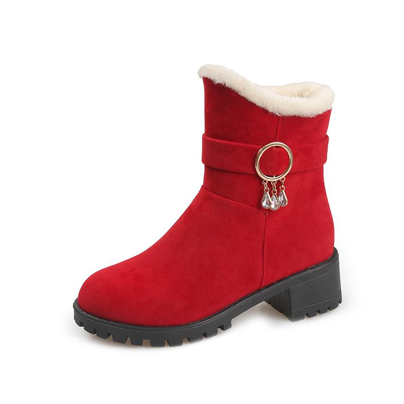 

Big Red Half High Suede Tassel Women s Snow Boots Fashion Work Trend Padded on Offer Autumn Winter Y2k Ladies Shoes 40 35