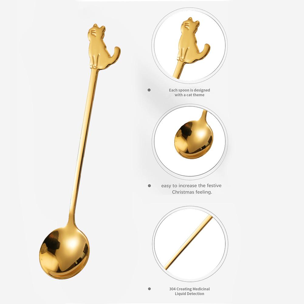 Edelstahl Kaffee Löffel Schöne Nette Katze Form Teelöffel Dessert Snack Scoop Eis Mini Löffel Geschirr Küche Werkzeuge